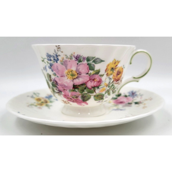 Royal Doulton Arcadia H4802 Cup & Saucer Set Floral Bone China England Set of 2 - Picture 8 of 12